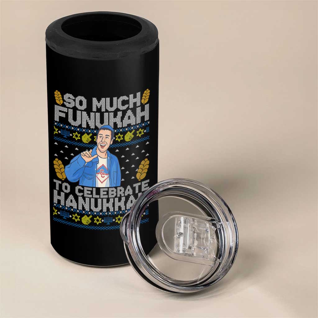 Funny Ugly Hanukkah 4 in 1 Can Cooler Tumbler So Much Funukah To Celebrate Hanukkah Sandler - Wonder Print Shop