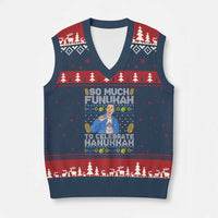 Funny Ugly Hanukkah V-Neck Knit Sweater Vest So Much Funukah To Celebrate Hanukkah Sandler - Wonder Print Shop