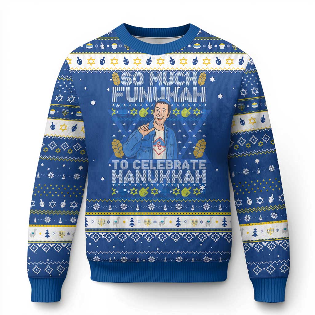 Funny Ugly Hanukkah Hanukkah Ugly Sweater So Much Funukah To Celebrate Hanukkah Sandler - Wonder Print Shop