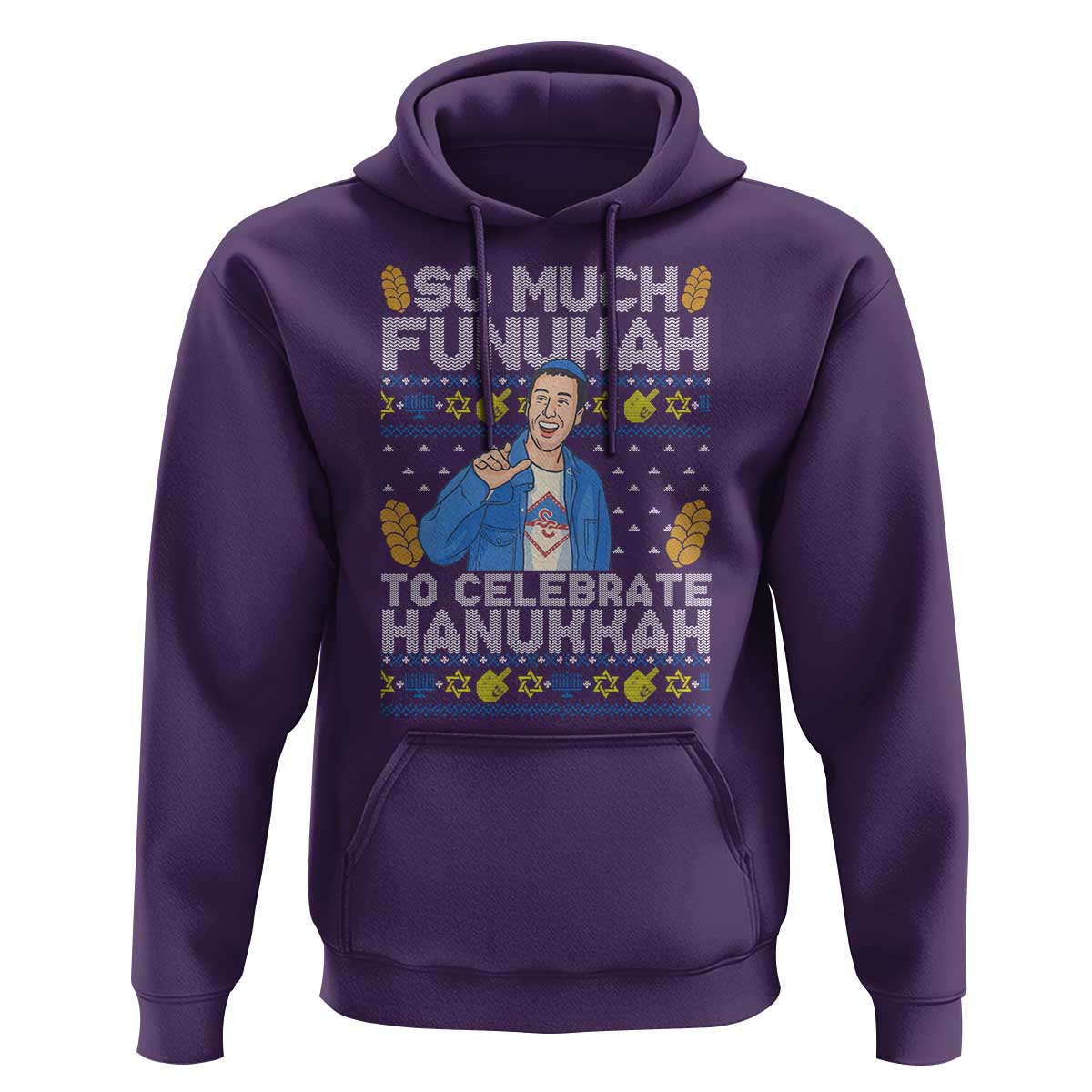 Funny Ugly Hanukkah Hoodie So Much Funukah To Celebrate Hanukkah Sandler - Wonder Print Shop
