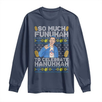 Funny Ugly Hanukkah Long Sleeve Shirt So Much Funukah To Celebrate Hanukkah Sandler - Wonder Print Shop