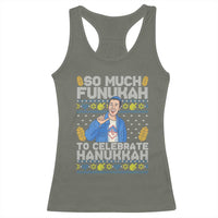 Funny Ugly Hanukkah Racerback Tank Top So Much Funukah To Celebrate Hanukkah Sandler - Wonder Print Shop