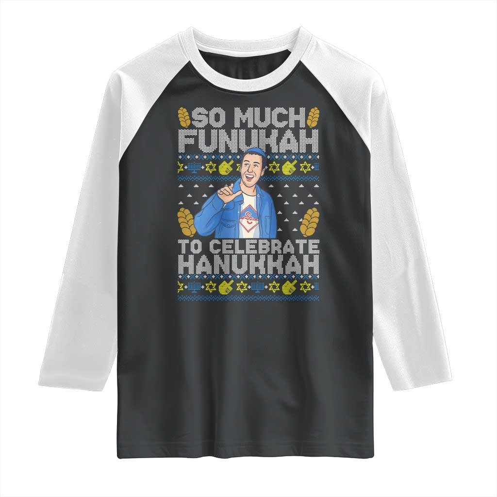Funny Ugly Hanukkah Raglan Shirt So Much Funukah To Celebrate Hanukkah Sandler - Wonder Print Shop