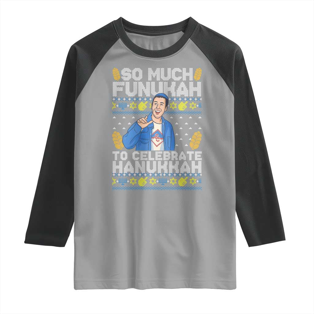 Funny Ugly Hanukkah Raglan Shirt So Much Funukah To Celebrate Hanukkah Sandler - Wonder Print Shop