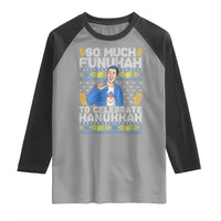 Funny Ugly Hanukkah Raglan Shirt So Much Funukah To Celebrate Hanukkah Sandler - Wonder Print Shop