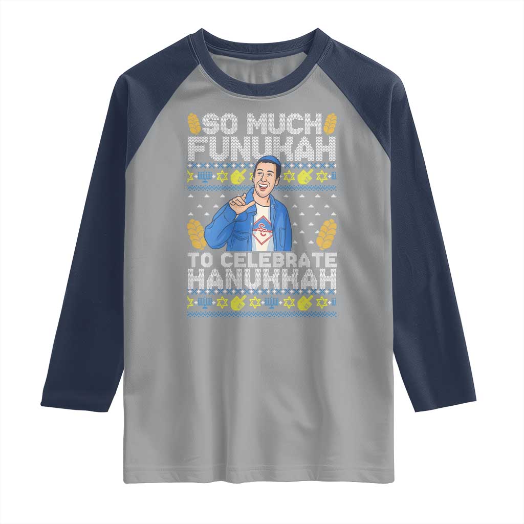 Funny Ugly Hanukkah Raglan Shirt So Much Funukah To Celebrate Hanukkah Sandler - Wonder Print Shop