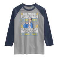 Funny Ugly Hanukkah Raglan Shirt So Much Funukah To Celebrate Hanukkah Sandler - Wonder Print Shop