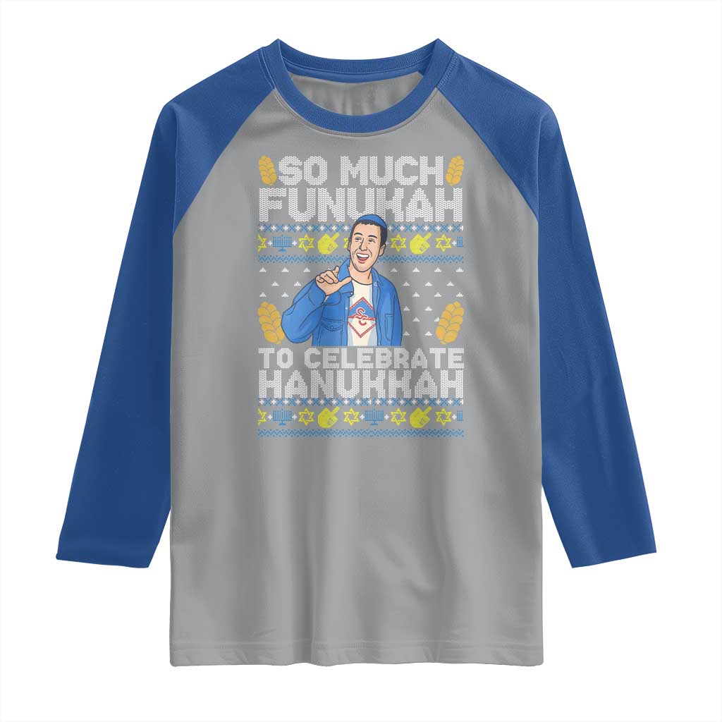 Funny Ugly Hanukkah Raglan Shirt So Much Funukah To Celebrate Hanukkah Sandler - Wonder Print Shop