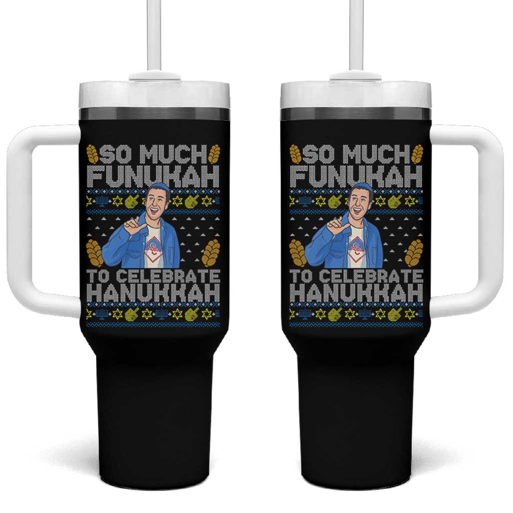 Funny Ugly Hanukkah Tumbler With Handle So Much Funukah To Celebrate Hanukkah Sandler - Wonder Print Shop