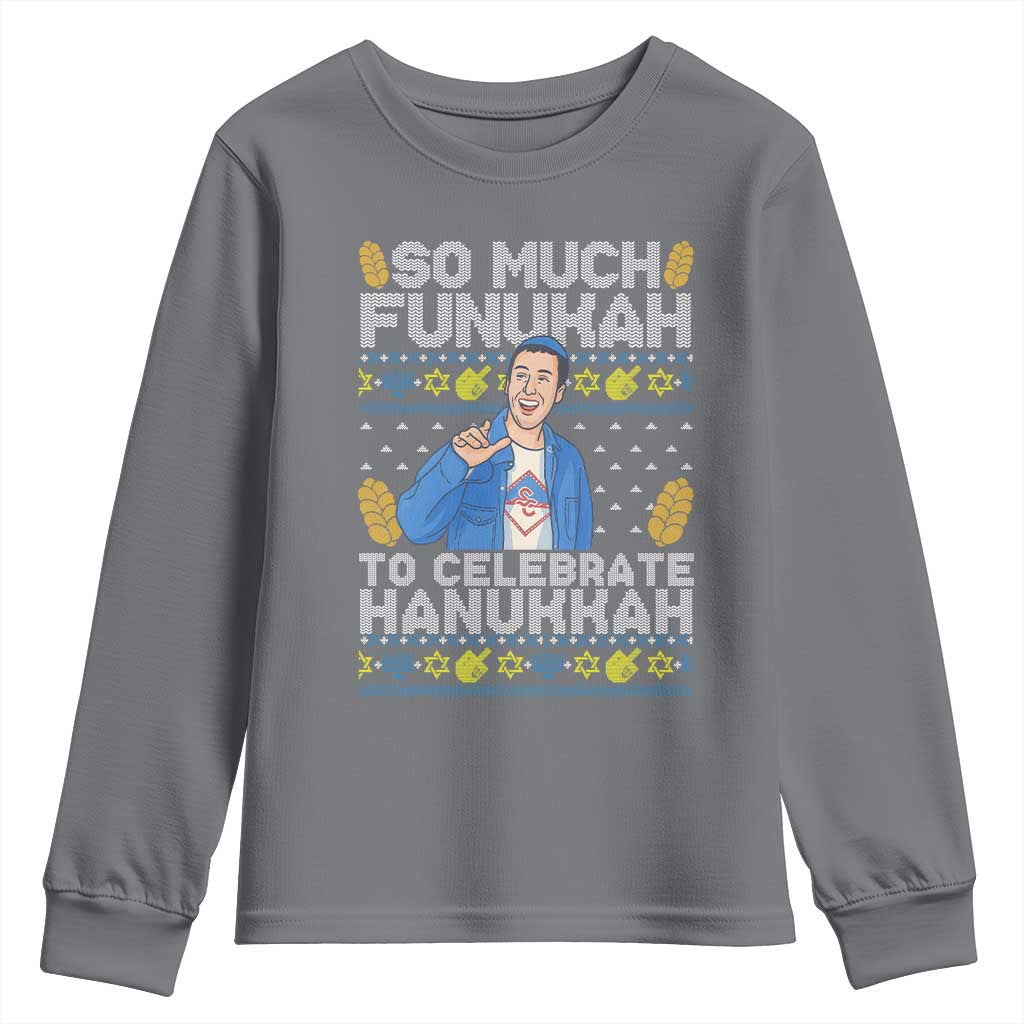 Funny Ugly Hanukkah Youth Sweatshirt So Much Funukah To Celebrate Hanukkah Sandler - Wonder Print Shop