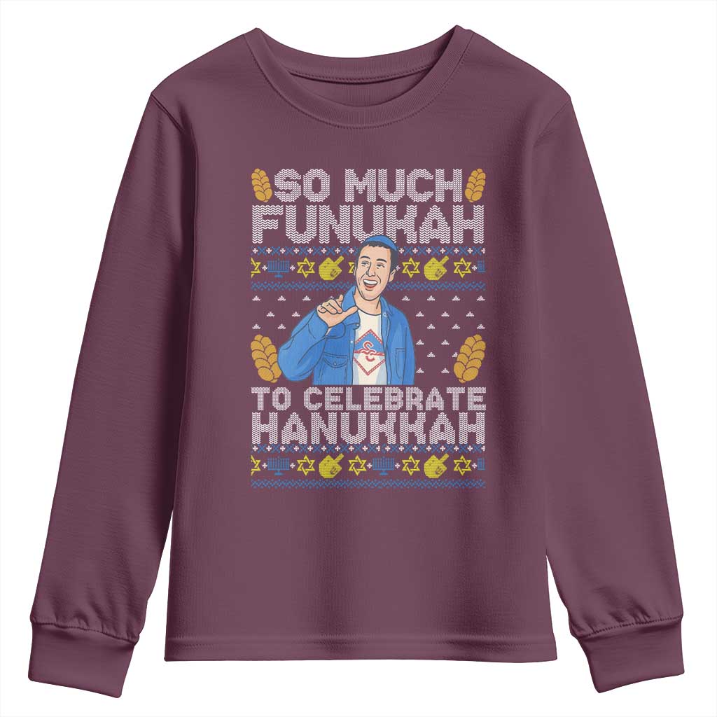 Funny Ugly Hanukkah Youth Sweatshirt So Much Funukah To Celebrate Hanukkah Sandler - Wonder Print Shop