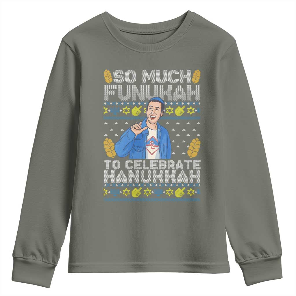 Funny Ugly Hanukkah Youth Sweatshirt So Much Funukah To Celebrate Hanukkah Sandler - Wonder Print Shop