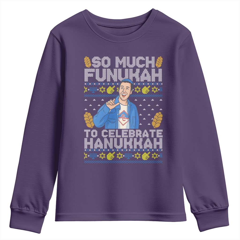 Funny Ugly Hanukkah Youth Sweatshirt So Much Funukah To Celebrate Hanukkah Sandler - Wonder Print Shop