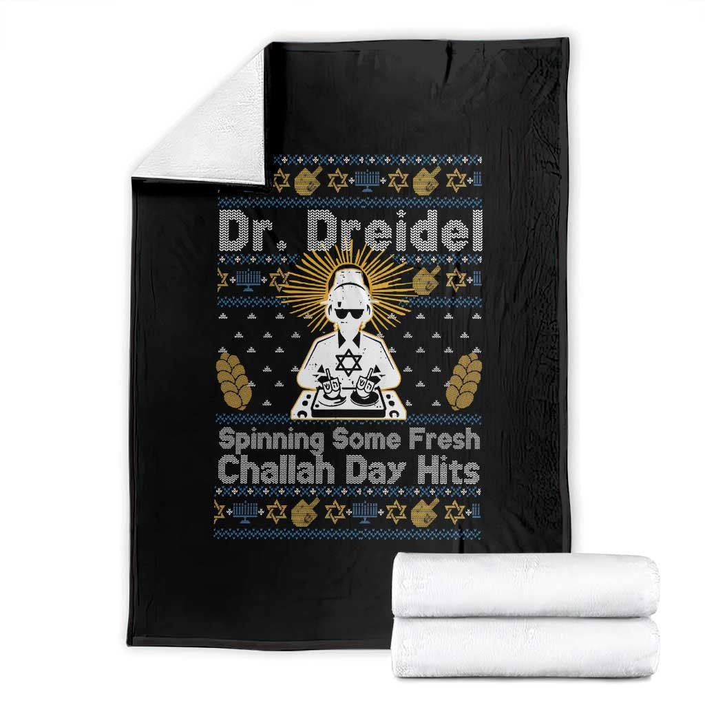Funny Ugly Hanukkah Throw Blanket Mr Dreidel Dj Chanukkah Jewish - Wonder Print Shop