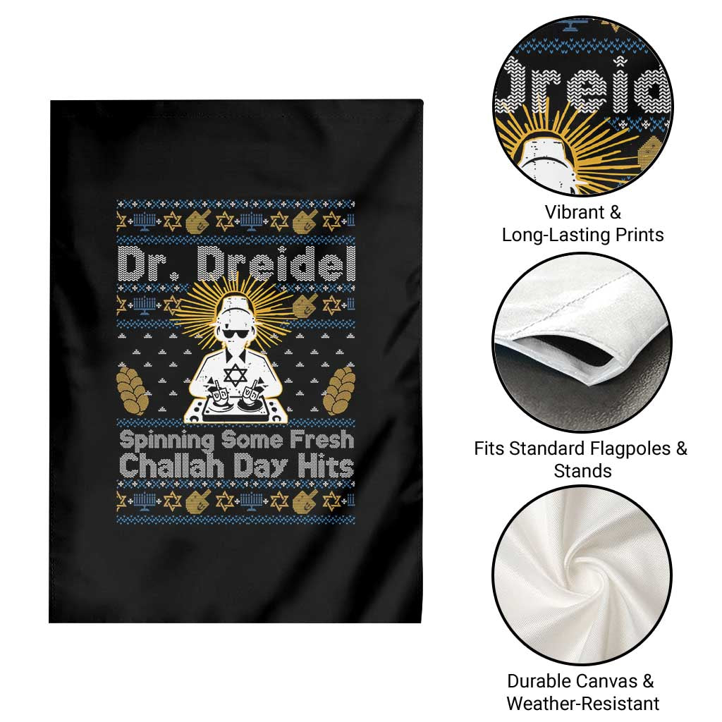Funny Ugly Hanukkah Garden Flag Mr Dreidel Dj Chanukkah Jewish - Wonder Print Shop