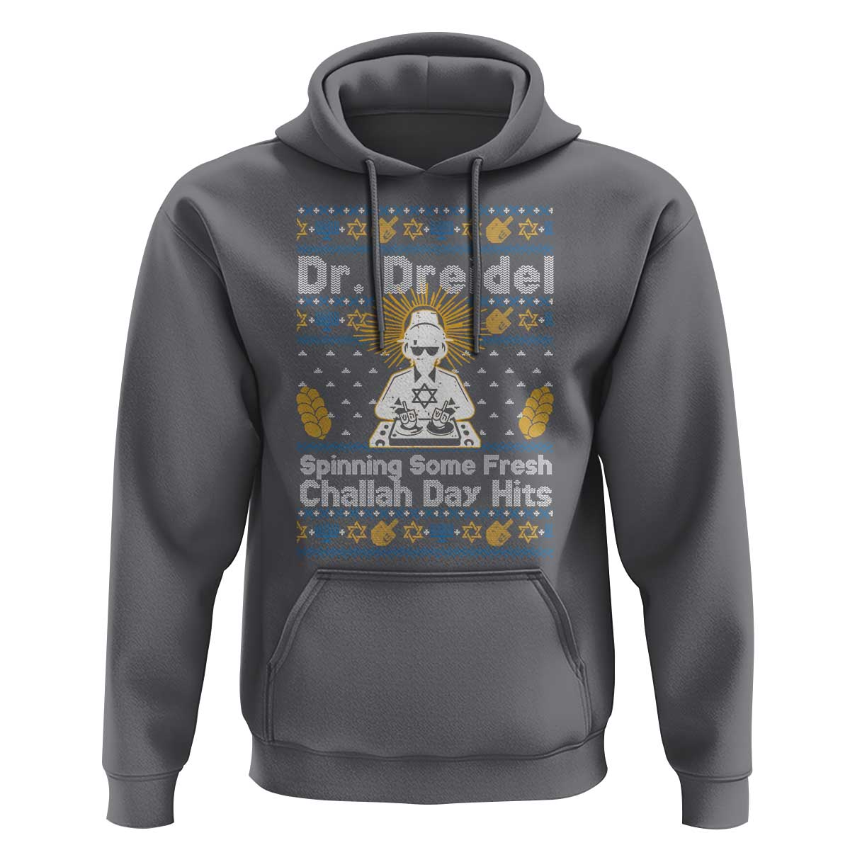 Funny Ugly Hanukkah Hoodie Mr Dreidel Dj Chanukkah Jewish - Wonder Print Shop