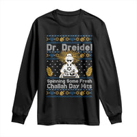 Funny Ugly Hanukkah Long Sleeve Shirt Mr Dreidel Dj Chanukkah Jewish - Wonder Print Shop