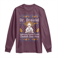 Funny Ugly Hanukkah Long Sleeve Shirt Mr Dreidel Dj Chanukkah Jewish - Wonder Print Shop