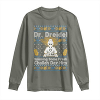 Funny Ugly Hanukkah Long Sleeve Shirt Mr Dreidel Dj Chanukkah Jewish - Wonder Print Shop