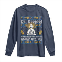 Funny Ugly Hanukkah Long Sleeve Shirt Mr Dreidel Dj Chanukkah Jewish - Wonder Print Shop