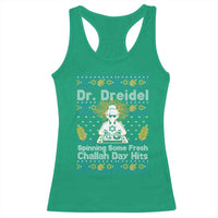 Funny Ugly Hanukkah Racerback Tank Top Mr Dreidel Dj Chanukkah Jewish - Wonder Print Shop