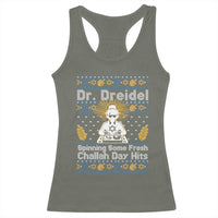 Funny Ugly Hanukkah Racerback Tank Top Mr Dreidel Dj Chanukkah Jewish - Wonder Print Shop