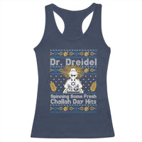 Funny Ugly Hanukkah Racerback Tank Top Mr Dreidel Dj Chanukkah Jewish - Wonder Print Shop