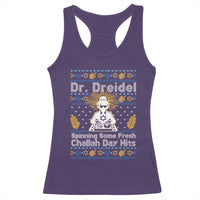 Funny Ugly Hanukkah Racerback Tank Top Mr Dreidel Dj Chanukkah Jewish - Wonder Print Shop