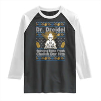 Funny Ugly Hanukkah Raglan Shirt Mr Dreidel Dj Chanukkah Jewish - Wonder Print Shop