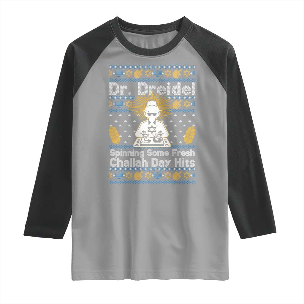 Funny Ugly Hanukkah Raglan Shirt Mr Dreidel Dj Chanukkah Jewish - Wonder Print Shop