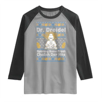 Funny Ugly Hanukkah Raglan Shirt Mr Dreidel Dj Chanukkah Jewish - Wonder Print Shop