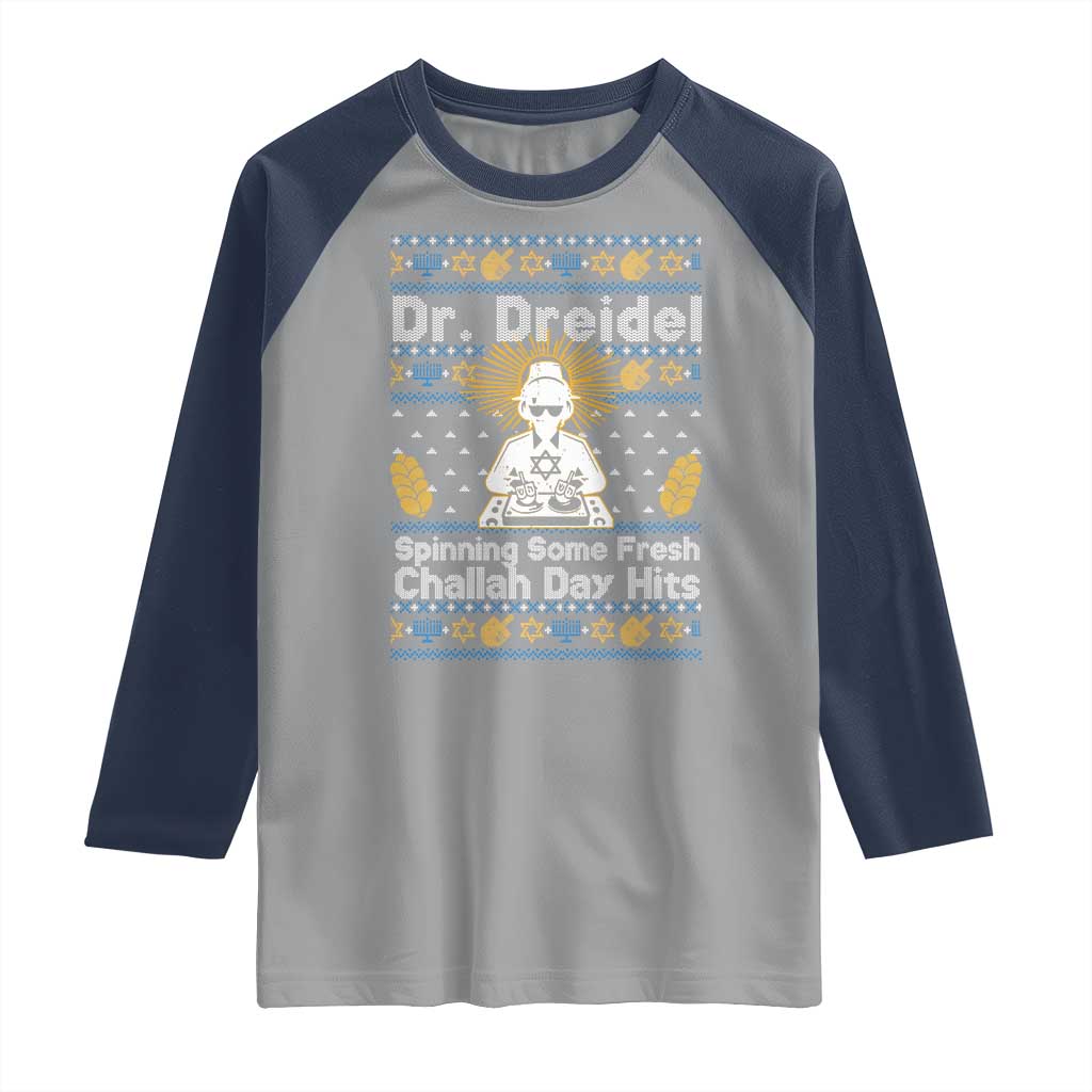 Funny Ugly Hanukkah Raglan Shirt Mr Dreidel Dj Chanukkah Jewish - Wonder Print Shop