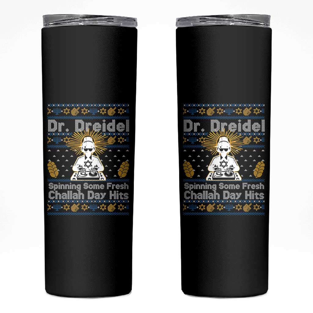 Funny Ugly Hanukkah Skinny Tumbler Mr Dreidel Dj Chanukkah Jewish - Wonder Print Shop