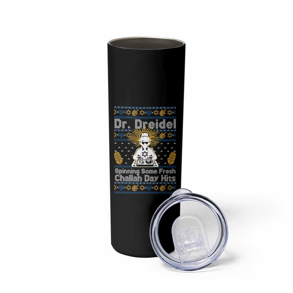 Funny Ugly Hanukkah Skinny Tumbler Mr Dreidel Dj Chanukkah Jewish - Wonder Print Shop