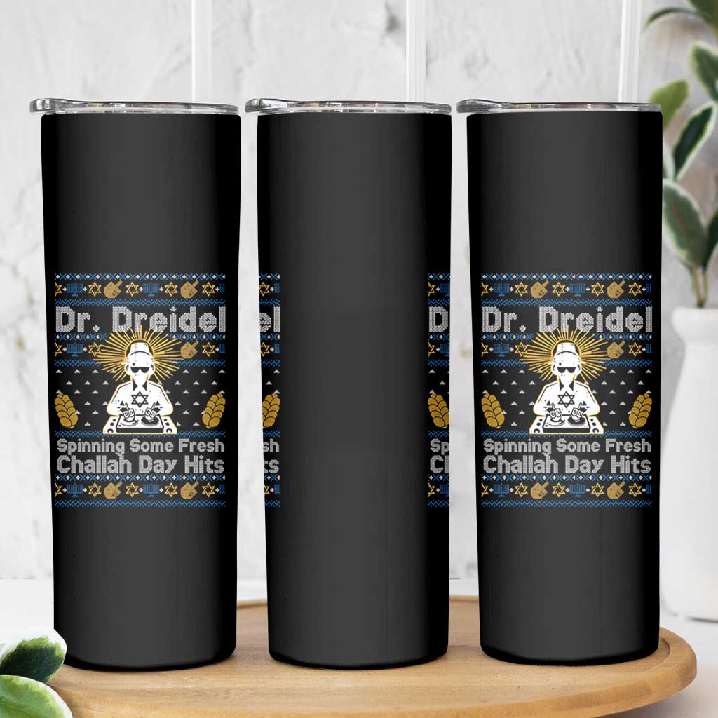 Funny Ugly Hanukkah Skinny Tumbler Mr Dreidel Dj Chanukkah Jewish - Wonder Print Shop