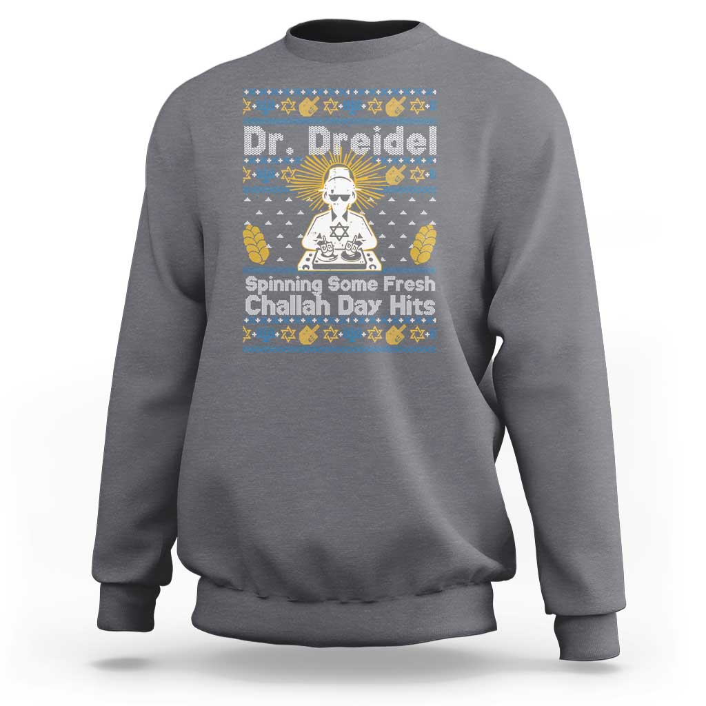Funny Ugly Hanukkah Sweatshirt Mr Dreidel Dj Chanukkah Jewish - Wonder Print Shop