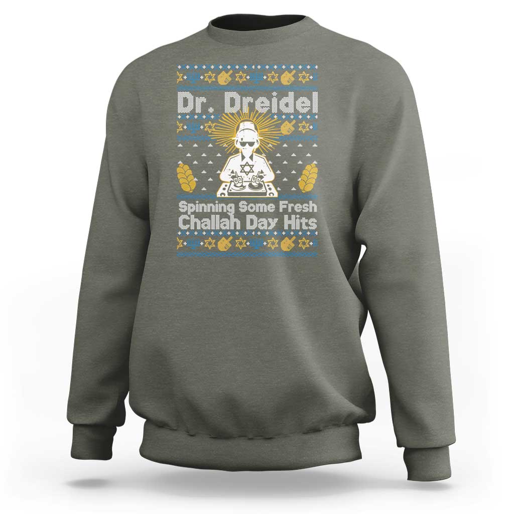 Funny Ugly Hanukkah Sweatshirt Mr Dreidel Dj Chanukkah Jewish - Wonder Print Shop