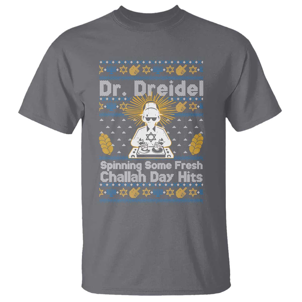Funny Ugly Hanukkah T Shirt Mr Dreidel Dj Chanukkah Jewish - Wonder Print Shop