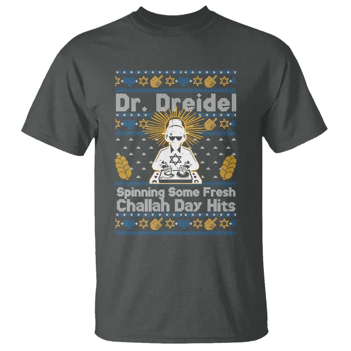 Funny Ugly Hanukkah T Shirt Mr Dreidel Dj Chanukkah Jewish - Wonder Print Shop