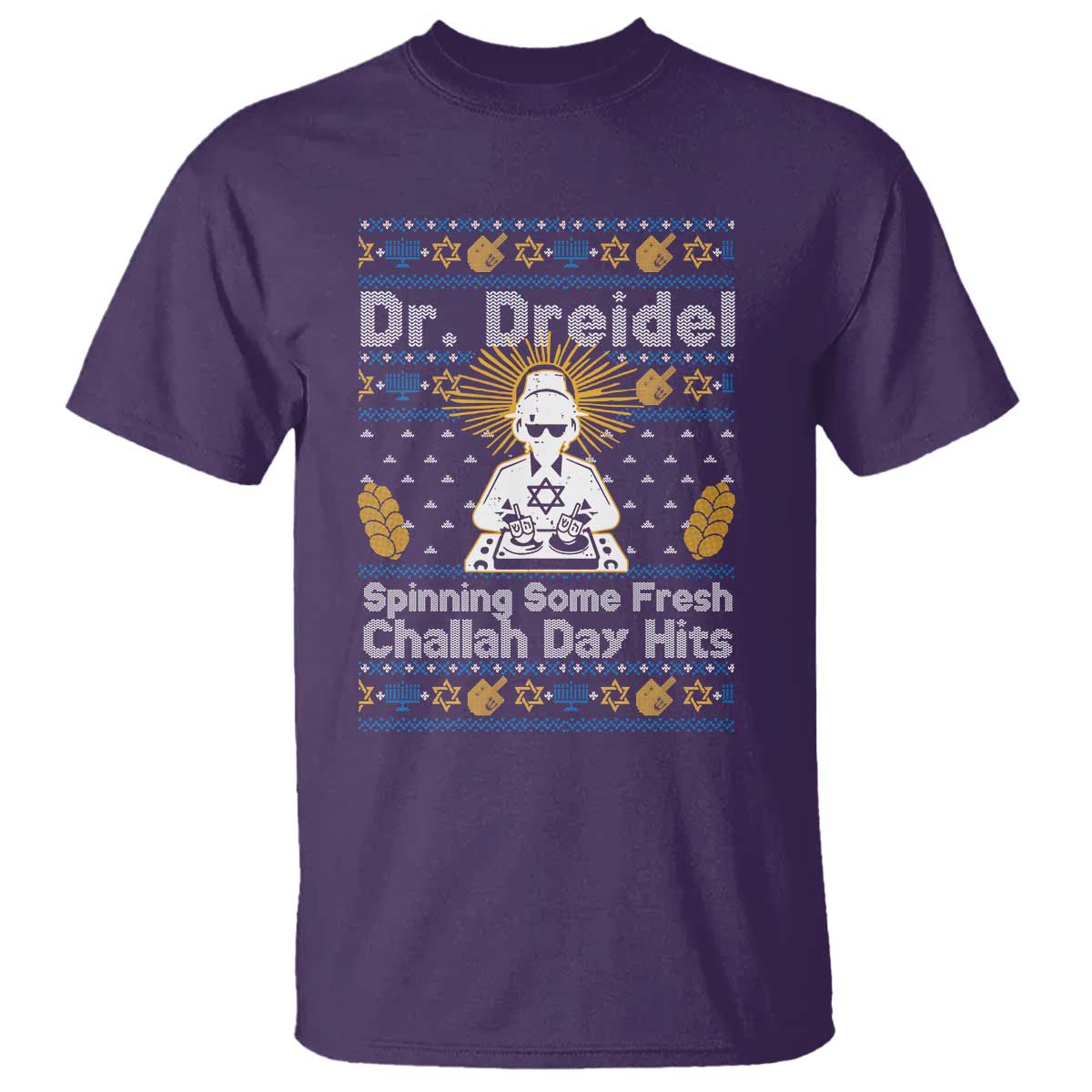 Funny Ugly Hanukkah T Shirt Mr Dreidel Dj Chanukkah Jewish - Wonder Print Shop