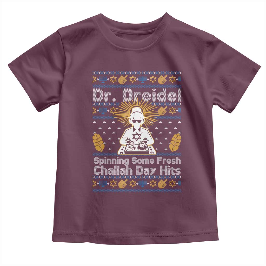 Funny Ugly Hanukkah Toddler T Shirt Mr Dreidel Dj Chanukkah Jewish - Wonder Print Shop