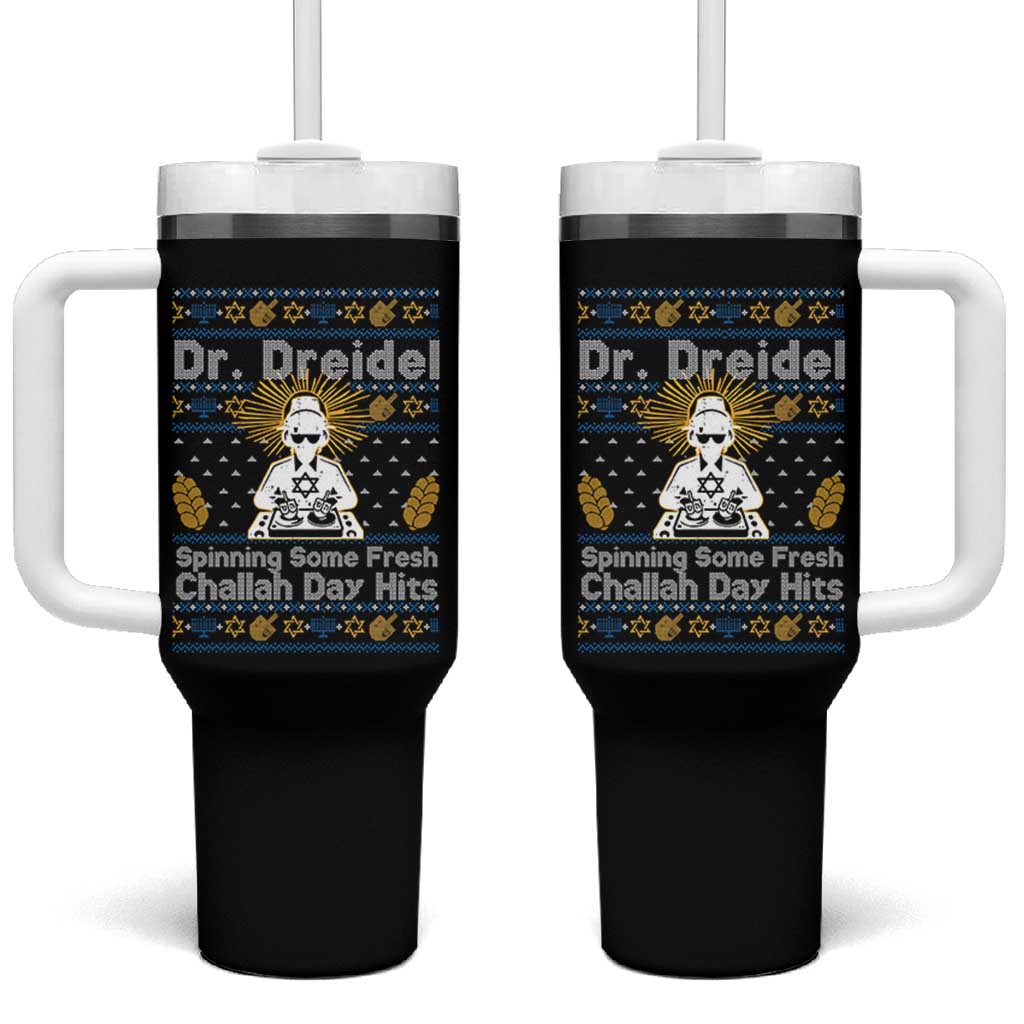 Funny Ugly Hanukkah Tumbler With Handle Mr Dreidel Dj Chanukkah Jewish - Wonder Print Shop