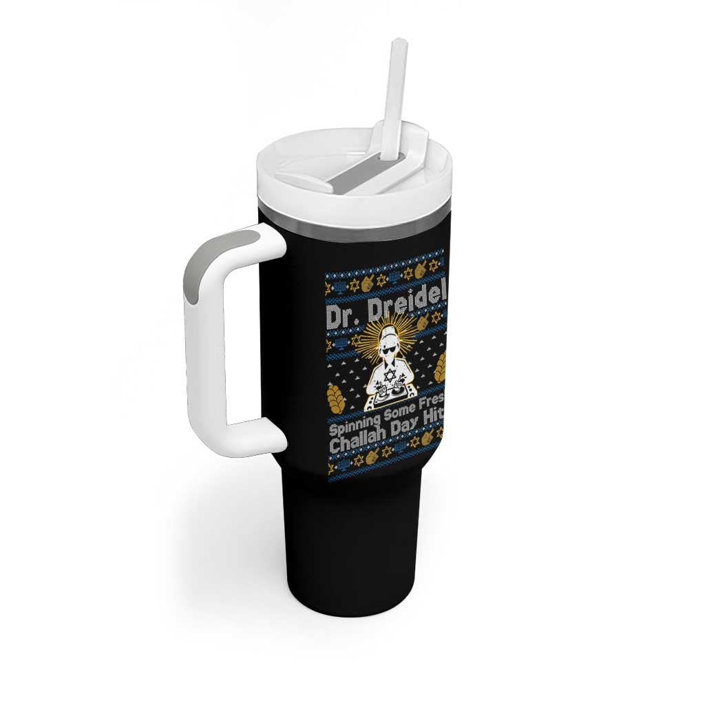 Funny Ugly Hanukkah Tumbler With Handle Mr Dreidel Dj Chanukkah Jewish - Wonder Print Shop