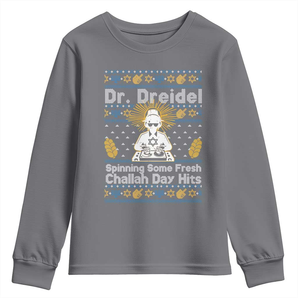 Funny Ugly Hanukkah Youth Sweatshirt Mr Dreidel Dj Chanukkah Jewish - Wonder Print Shop