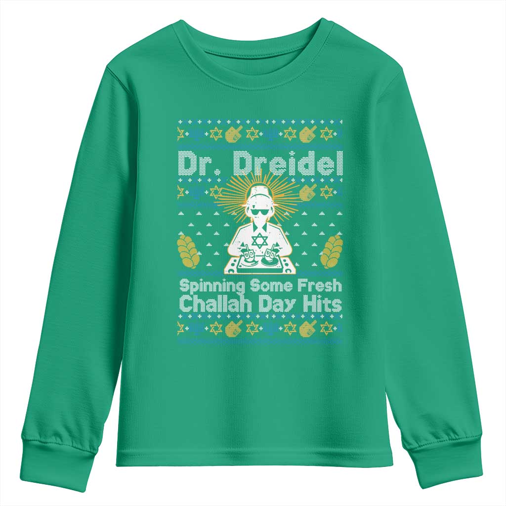 Funny Ugly Hanukkah Youth Sweatshirt Mr Dreidel Dj Chanukkah Jewish - Wonder Print Shop
