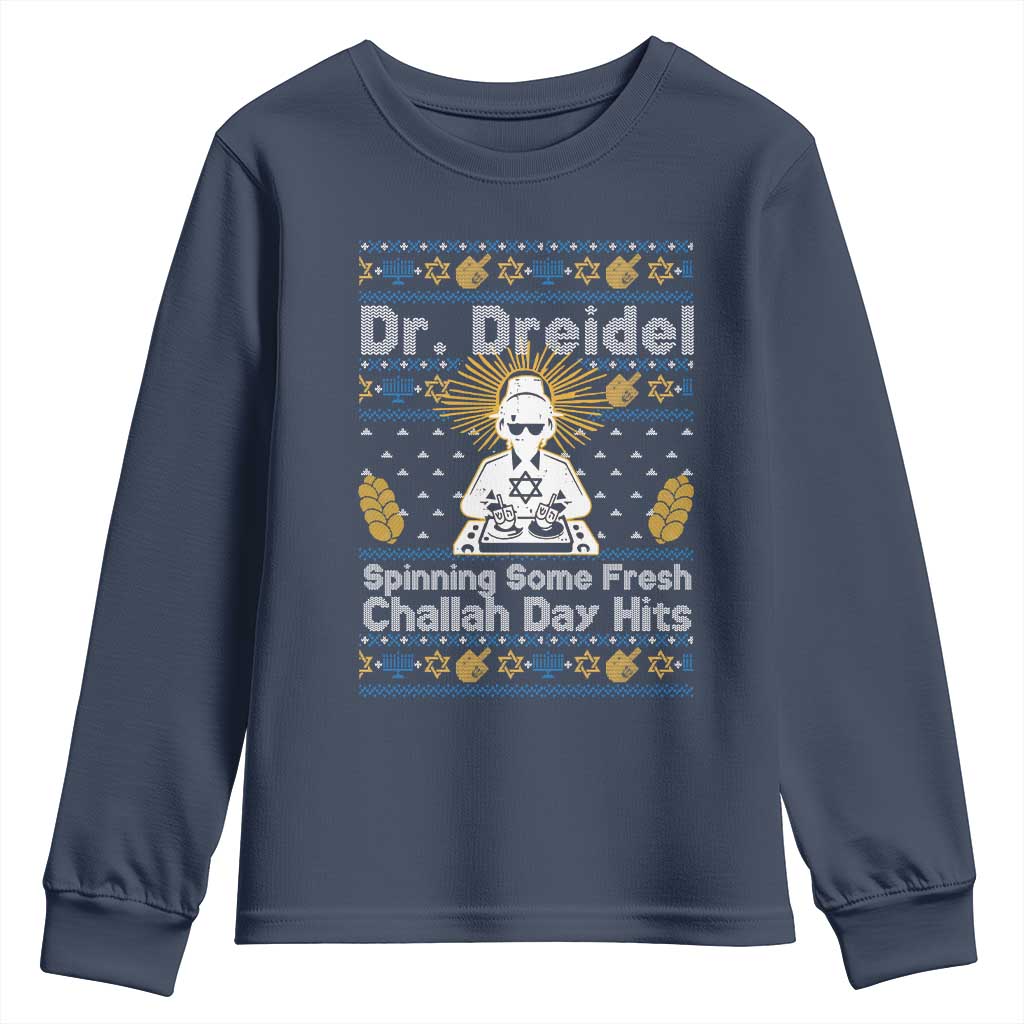 Funny Ugly Hanukkah Youth Sweatshirt Mr Dreidel Dj Chanukkah Jewish - Wonder Print Shop