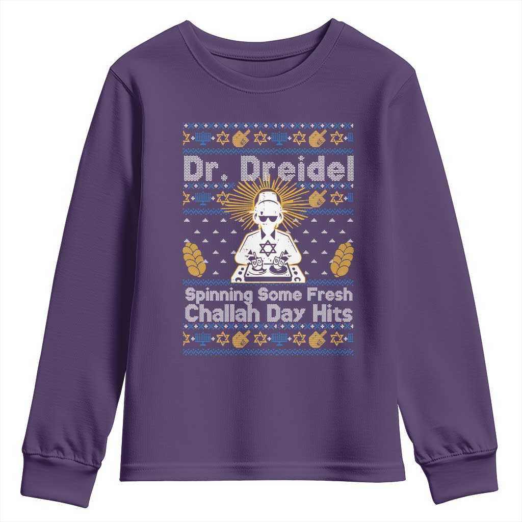 Funny Ugly Hanukkah Youth Sweatshirt Mr Dreidel Dj Chanukkah Jewish - Wonder Print Shop