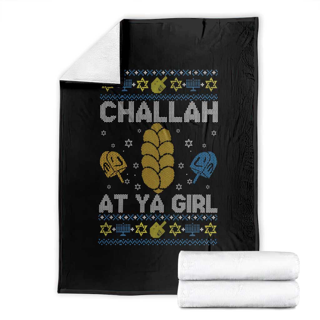 Funny Ugly Hanukkah Throw Blanket Challah At Ya Girl Matching - Wonder Print Shop