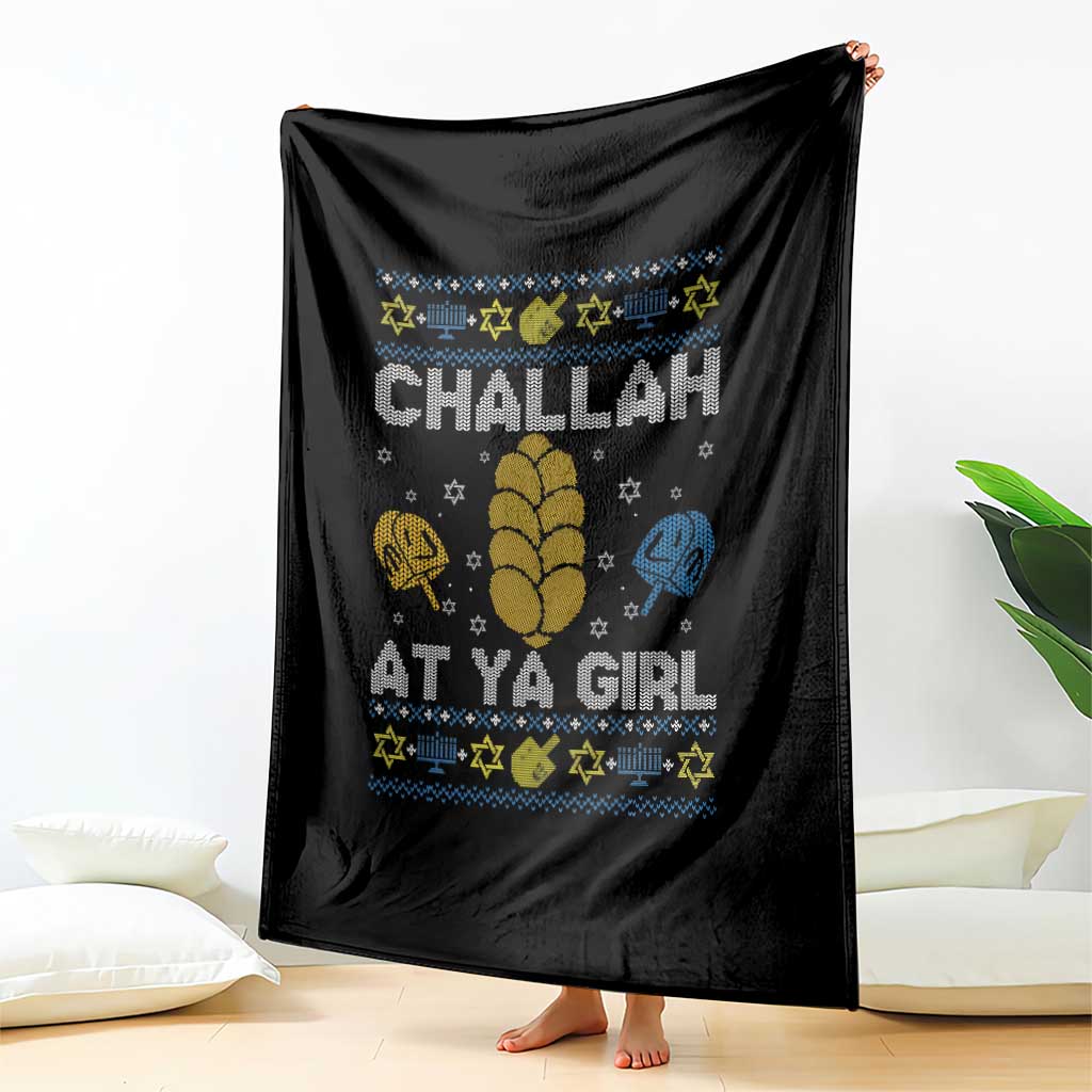 Funny Ugly Hanukkah Throw Blanket Challah At Ya Girl Matching - Wonder Print Shop