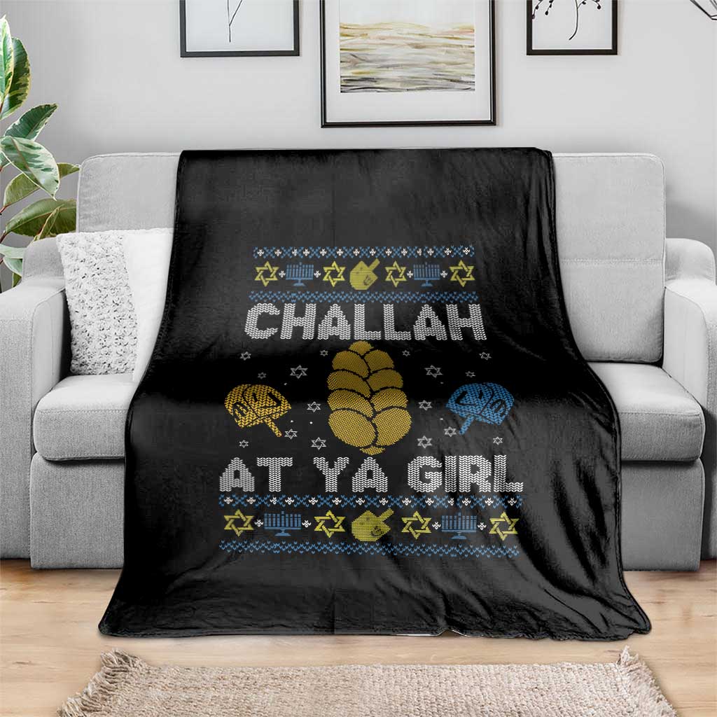 Funny Ugly Hanukkah Throw Blanket Challah At Ya Girl Matching - Wonder Print Shop